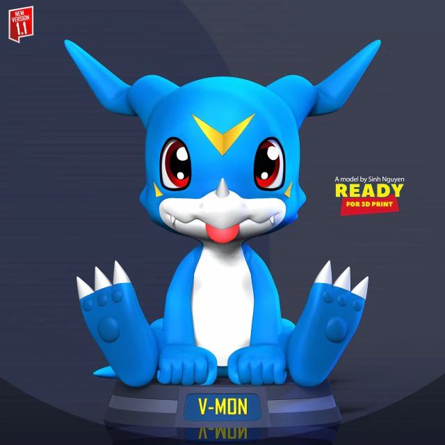 Veemon - Digimon Adventure 3D Print Model .c4d .max .obj .3ds .fbx .stl .blend 