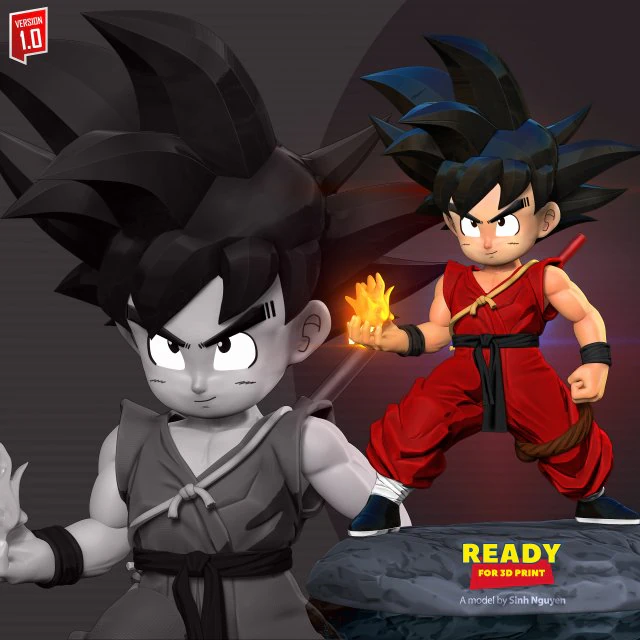 Young Son Goku - Ready to fight 3D Print Model .c4d .max .obj .3ds .fbx .stl .blend 