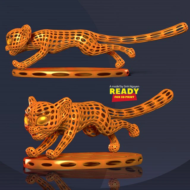 The leopard is running 3D Print Model .c4d .max .obj .3ds .fbx .stl .blend 