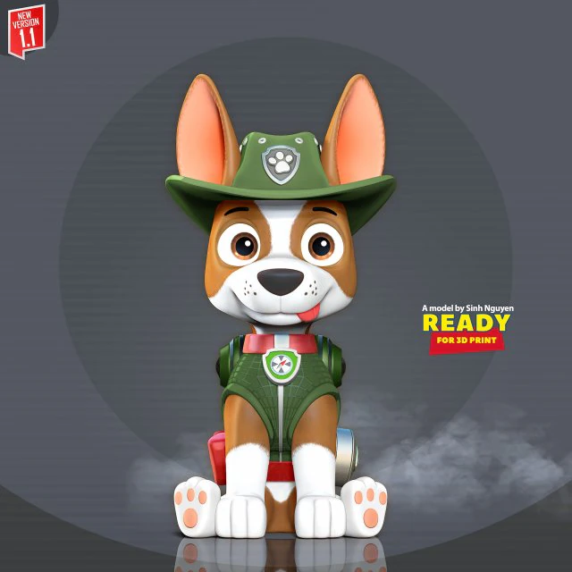 Tracker - Paw Patrol Fanart 3D Print Model .c4d .max .obj .3ds .fbx .stl .blend 