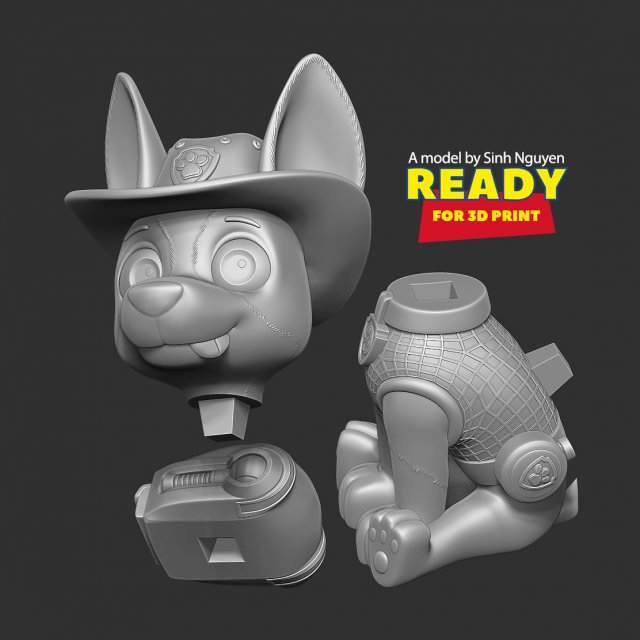 Tracker - Paw Patrol Fanart 3D Print Model in Animals 3DExport