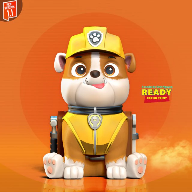 Rubble - Paw Patrol Fanart 3D Print Model .c4d .max .obj .3ds .fbx .stl .blend 