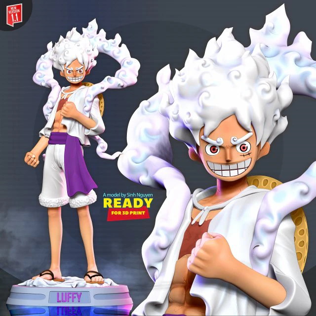 Luffy Gear 5 - One Piece 3D Print Model .c4d .max .obj .3ds .fbx .stl .blend 