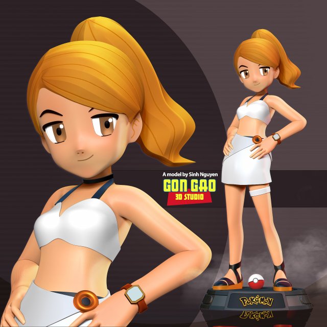 Beauty - Pokemon Trainer 3D Print Model .c4d .max .obj .3ds .fbx .stl .blend 