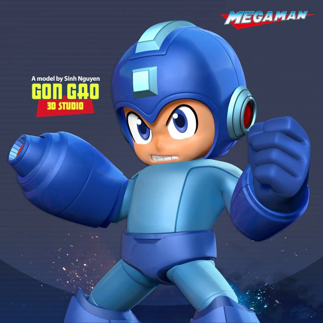 Angry Mega Man 3D Print Model .c4d .max .obj .3ds .fbx .stl .blend