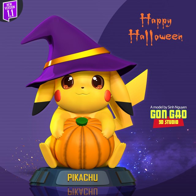 Pikachu at Halloween festival 3D Baskı Modeli .c4d .max .obj .3ds .fbx .stl .blend 