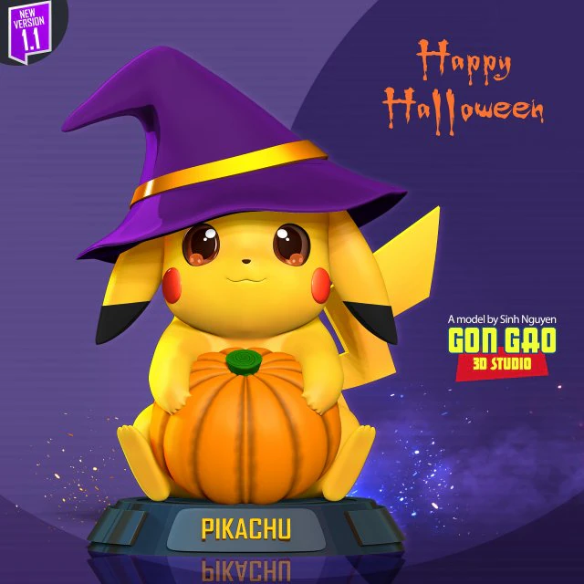 Pikachu at Halloween festival 3D Print Model .c4d .max .obj .3ds .fbx .stl .blend