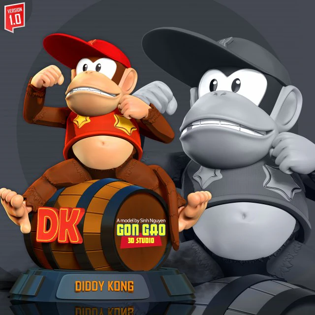 Diddy Kong 3D Print Model .c4d .max .obj .3ds .fbx .stl .blend 