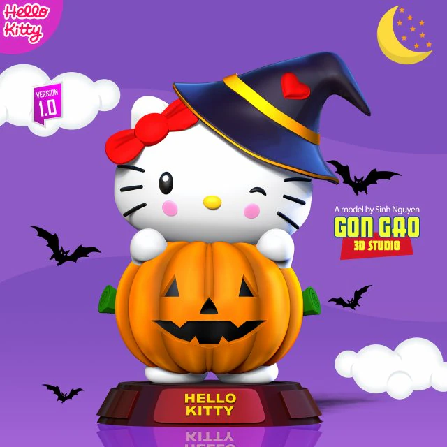 Hello Kitty - Halloween custom 3D Print Model .c4d .max .obj .3ds .fbx .stl .blend 