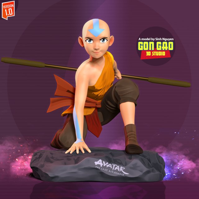 Aang - Avatar Fanart Model Cetak 3D .c4d .max .obj .3ds .fbx .stl .blend