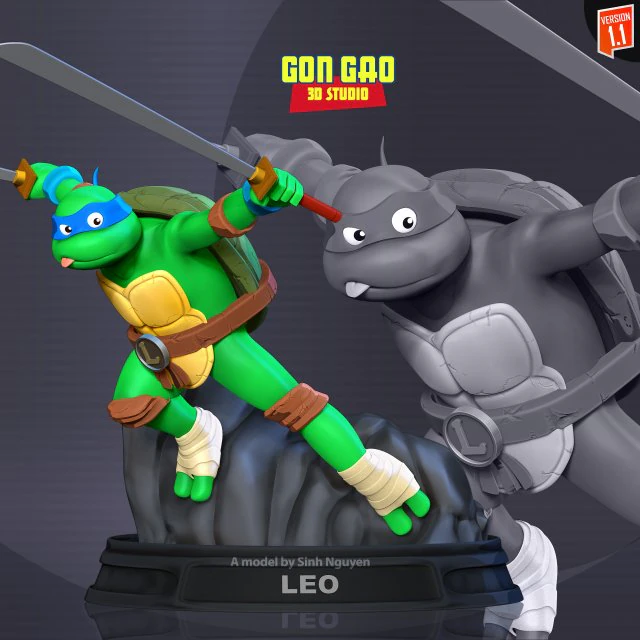 Arte dos f&atilde;s de Leo das Tartarugas Ninja Adolescentes Mutantes Modelo de Impressão 3D .c4d .max .obj .3ds .fbx .stl .blend 