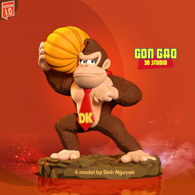 Donkey Kong hugs a pumpkin 3D Print Model .c4d .max .obj .3ds .fbx .stl .blend