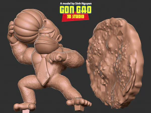 Donkey Kong hugs a pumpkin 3D Print Model