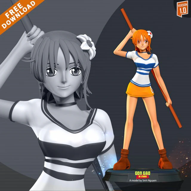 Nami - One Piece Fanart 3D Print Model .c4d .max .obj .3ds .fbx .stl .blend 