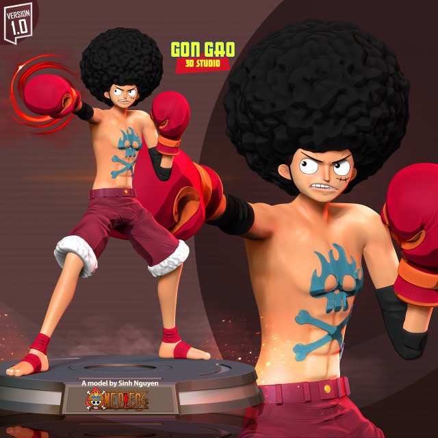 Afro Luffy - One Piece Fanart 3D 프린트 모델 .c4d .max .obj .3ds .fbx .stl .blend 