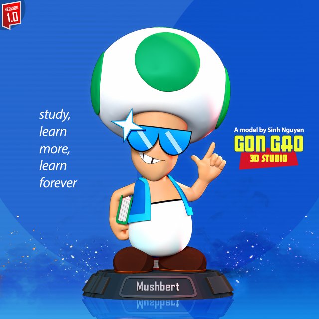 Mushbert Fanart 3D Print Model .c4d .max .obj .3ds .fbx .stl .blend 