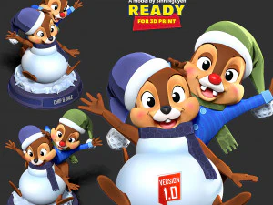 Chip and Dale - Merry Christmas 3D Print Model