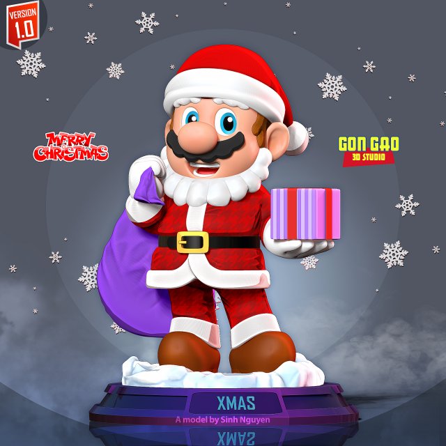 Santa Mario - Merry Christmas Modelo de Impressão 3D .c4d .max .obj .3ds .fbx .stl .blend 
