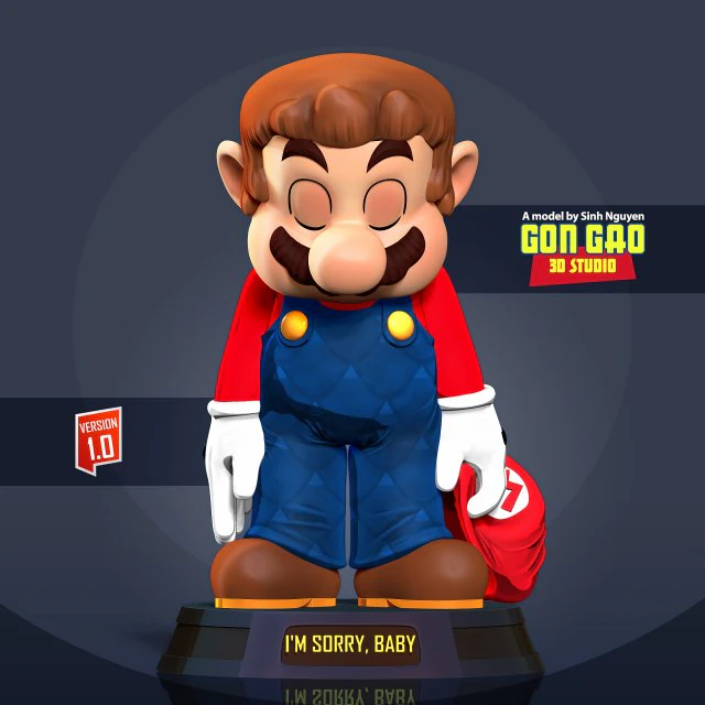 Mario is sorry 3D Print Model .c4d .max .obj .3ds .fbx .stl .blend 