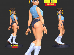 Chun-Li looked back Model Cetak 3D