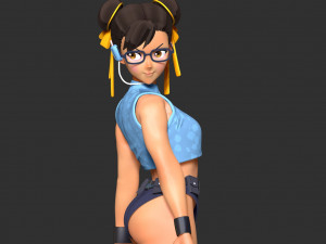 Chun-Li looked back Model Cetak 3D