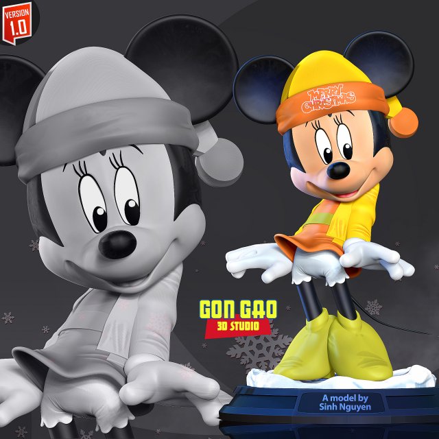 Minnie Mouse - Merry Christmas Model Cetak 3D .c4d .max .obj .3ds .fbx .stl .blend 
