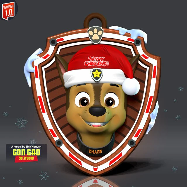Chase - Christmas Medal 3D Print Model .c4d .max .obj .3ds .fbx .stl .blend 