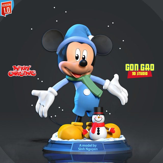Mickey Mouse in winter 3D Принт Модель .c4d .max .obj .3ds .fbx .stl .blend 