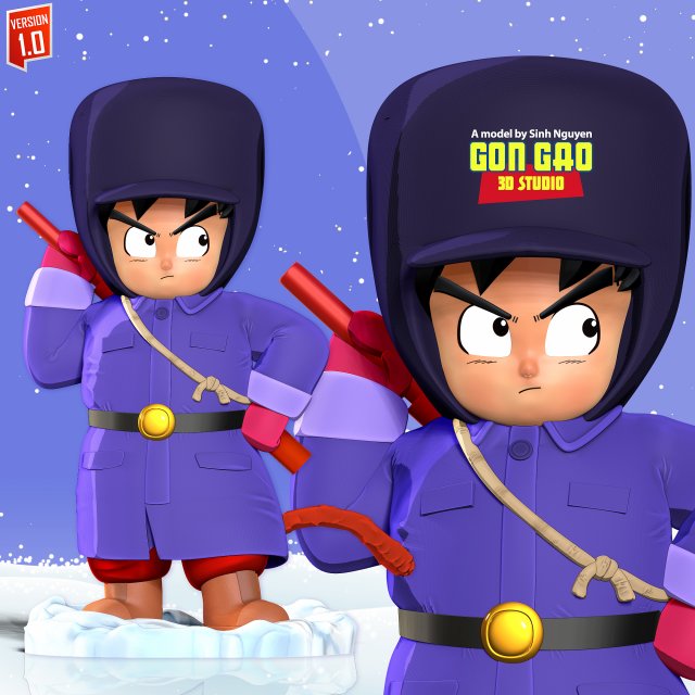 Kid Goku in Winter Outfit 3D-printmodel .c4d .max .obj .3ds .fbx .stl .blend 