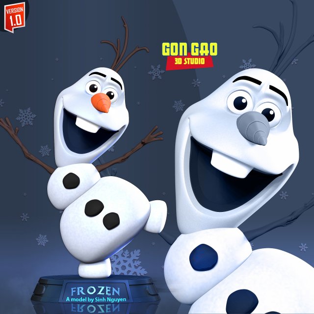 Olaf is happy 3D 打印模型 .c4d .max .obj .3ds .fbx .stl .blend 