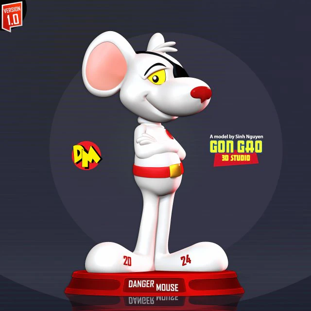 Danger Mouse Fanart 3D Print Model .c4d .max .obj .3ds .fbx .stl .blend