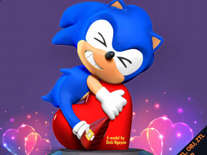 Kid Sonic holds red heart 3D प्रिंट मॉडल
