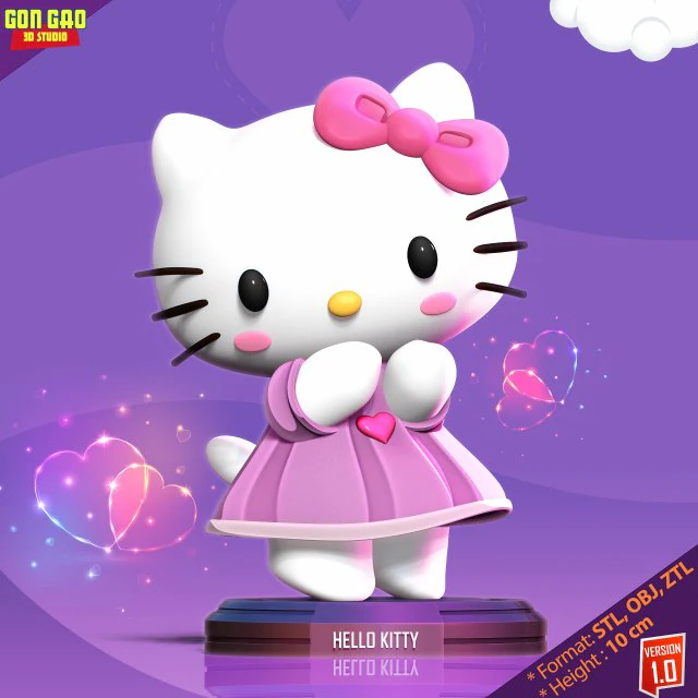 Hello Kitty is a ballerina 3D Print Model .c4d .max .obj .3ds .fbx .stl .blend 