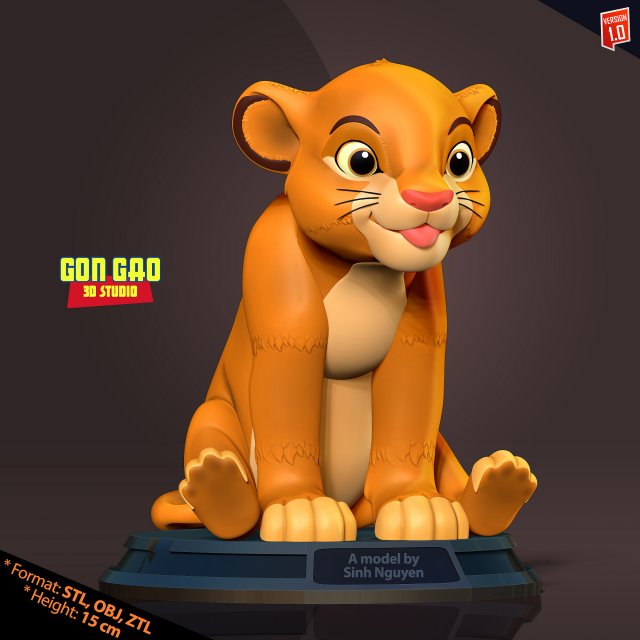 Kid Simba Model do druku 3D .c4d .max .obj .3ds .fbx .stl .blend 