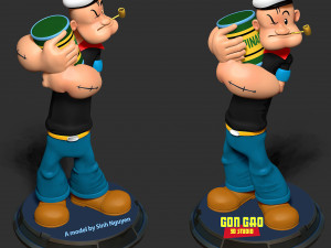 Popeye likes Spinach 3Dプリントモデル