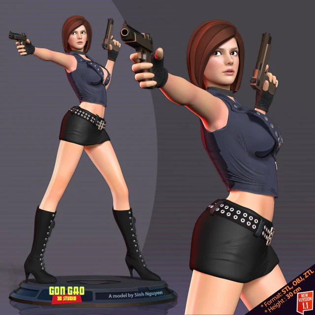 Female assassin Remake 3D Print Model .c4d .max .obj .3ds .fbx .stl .blend 