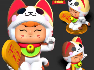Lucky Cat Neko Bea 3D Print Model