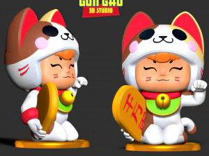Lucky Cat Neko Bea 3D Print Model