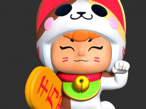 Lucky Cat Neko Bea 3D Print Model