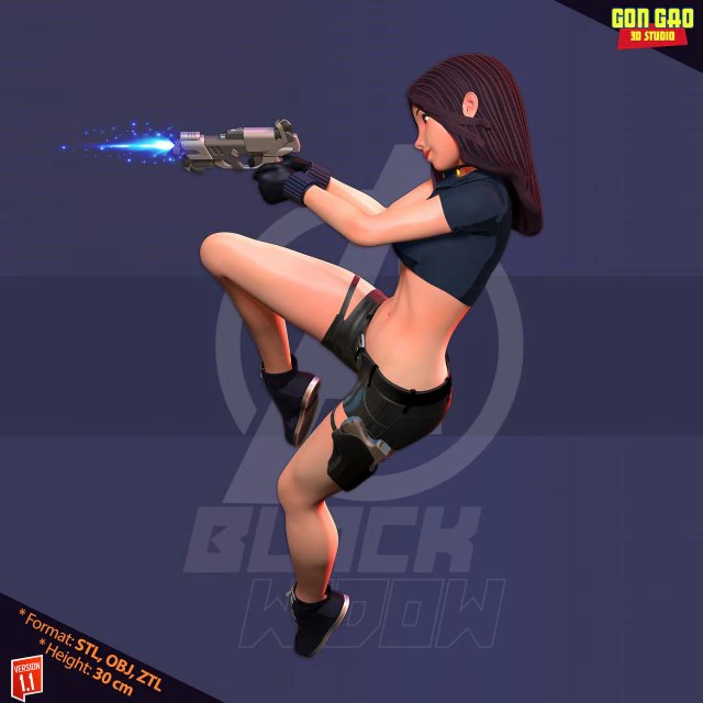 Black Widow Stylized - Remake 3D Print Model .c4d .max .obj .3ds .fbx .stl .blend 