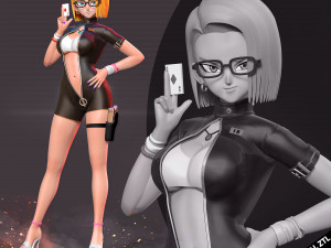 Android 18 - Poker girl 3D Baskı Modeli