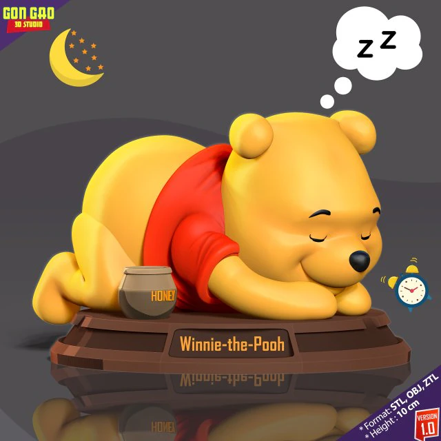 Pooh is sleeping 3D Print Model .c4d .max .obj .3ds .fbx .stl .blend 