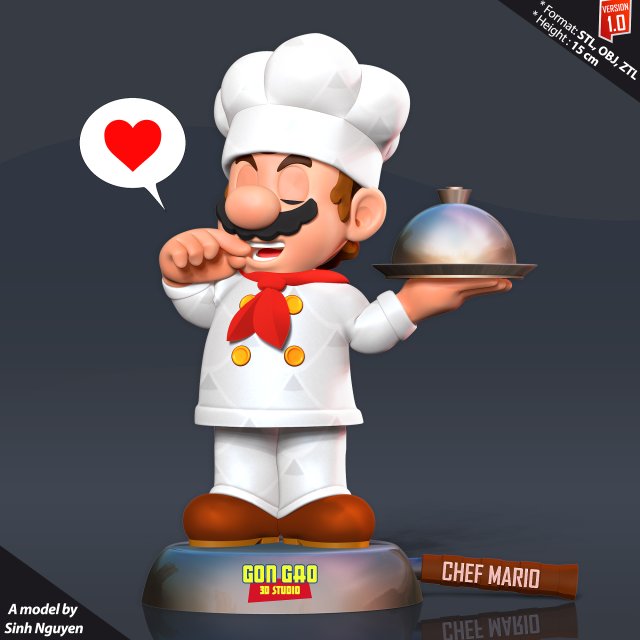 Chef Mario Model Cetak 3D .c4d .max .obj .3ds .fbx .stl .blend 