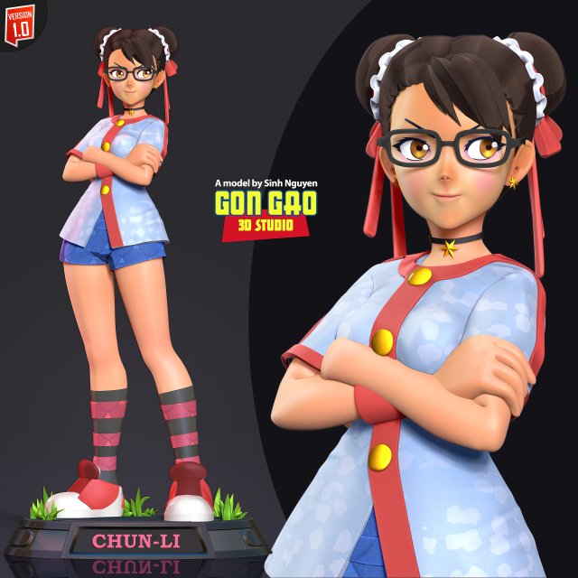 Chun-Li - Ready to fight Model Cetak 3D .c4d .max .obj .3ds .fbx .stl .blend 