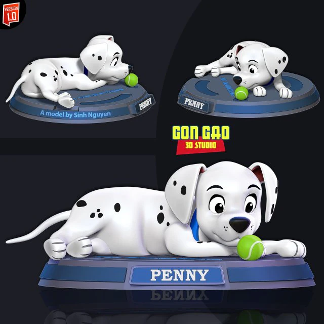 Penny - 101 dalmatians 3D Print Model .c4d .max .obj .3ds .fbx .stl .blend