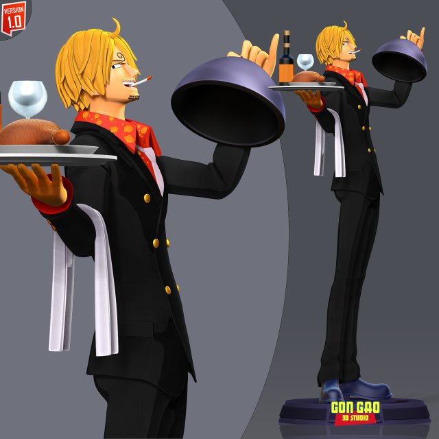 Sanji - One Piece Fanart 3D Принт Модель .c4d .max .obj .3ds .fbx .stl .blend 