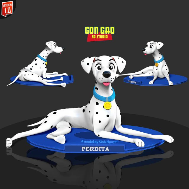 Perdita - 101 Dalmatians Fanart 3D Print Model .c4d .max .obj .3ds .fbx .stl .blend 