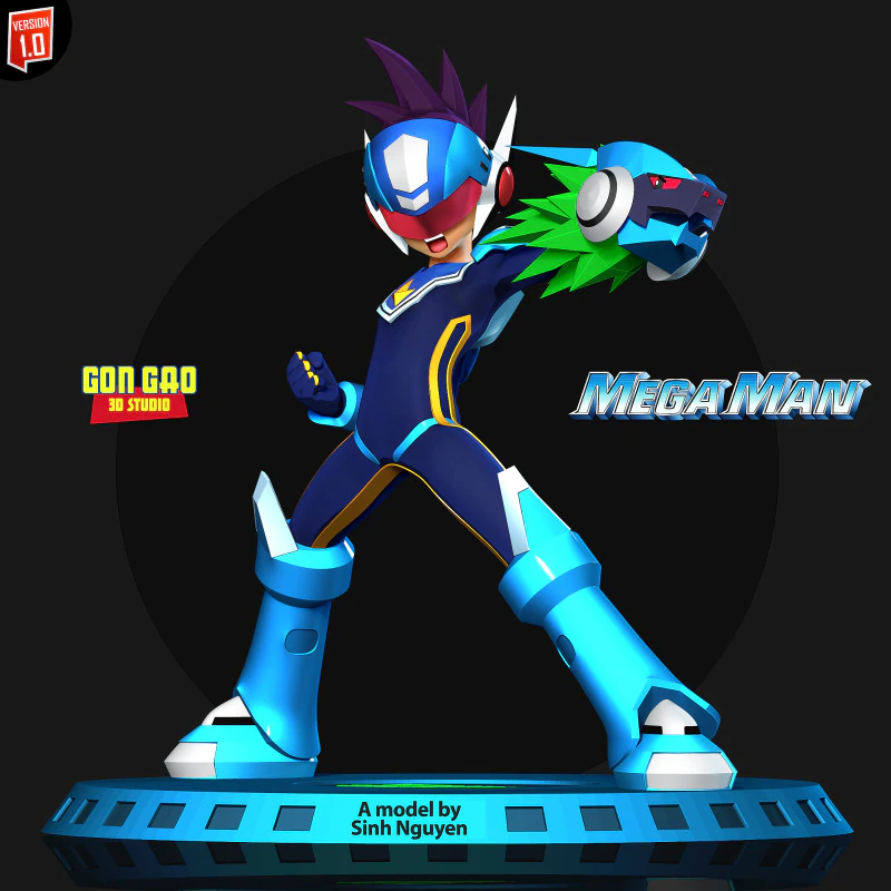 Mega Man Star Force 3D Print Model .c4d .max .obj .3ds .fbx .stl .blend 