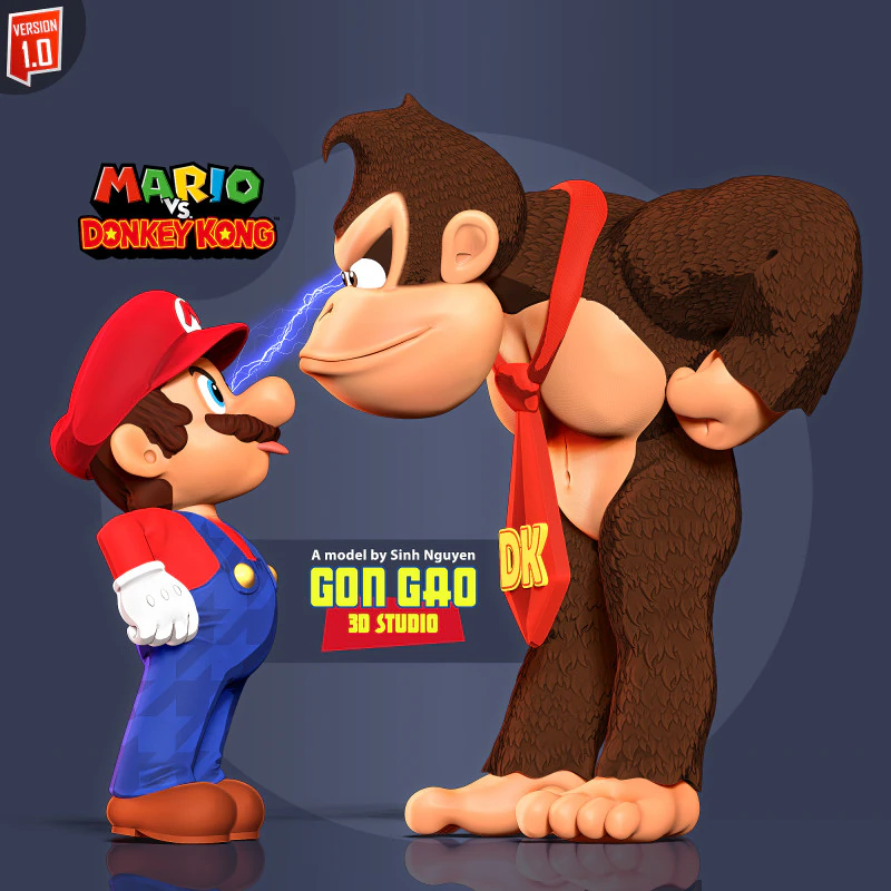 Mario contro Donkey Kong Modello di stampa 3D .c4d .max .obj .3ds .fbx .stl .blend 