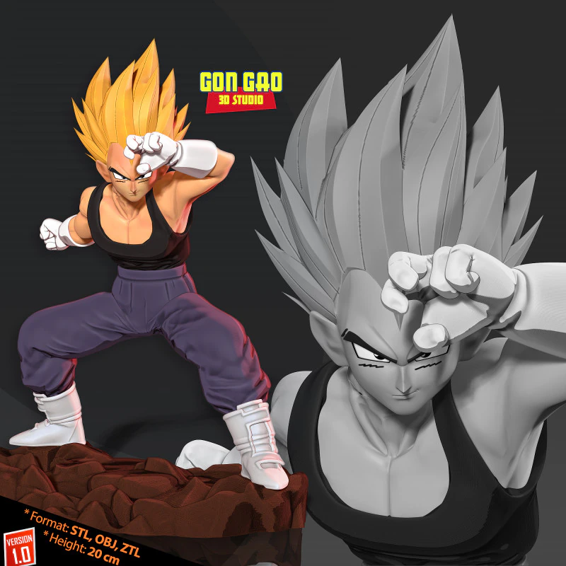 Vegeta took a defensive stance 3D Print Model .c4d .max .obj .3ds .fbx .stl .blend 